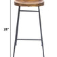 Mango Wood Saddle Seat Bar Stool With Iron Rod Legs Brown and Black UPT-183797