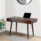 Mango Wood Writing Desk with Two Drawers and Tapered Legs Brown UPT-186126