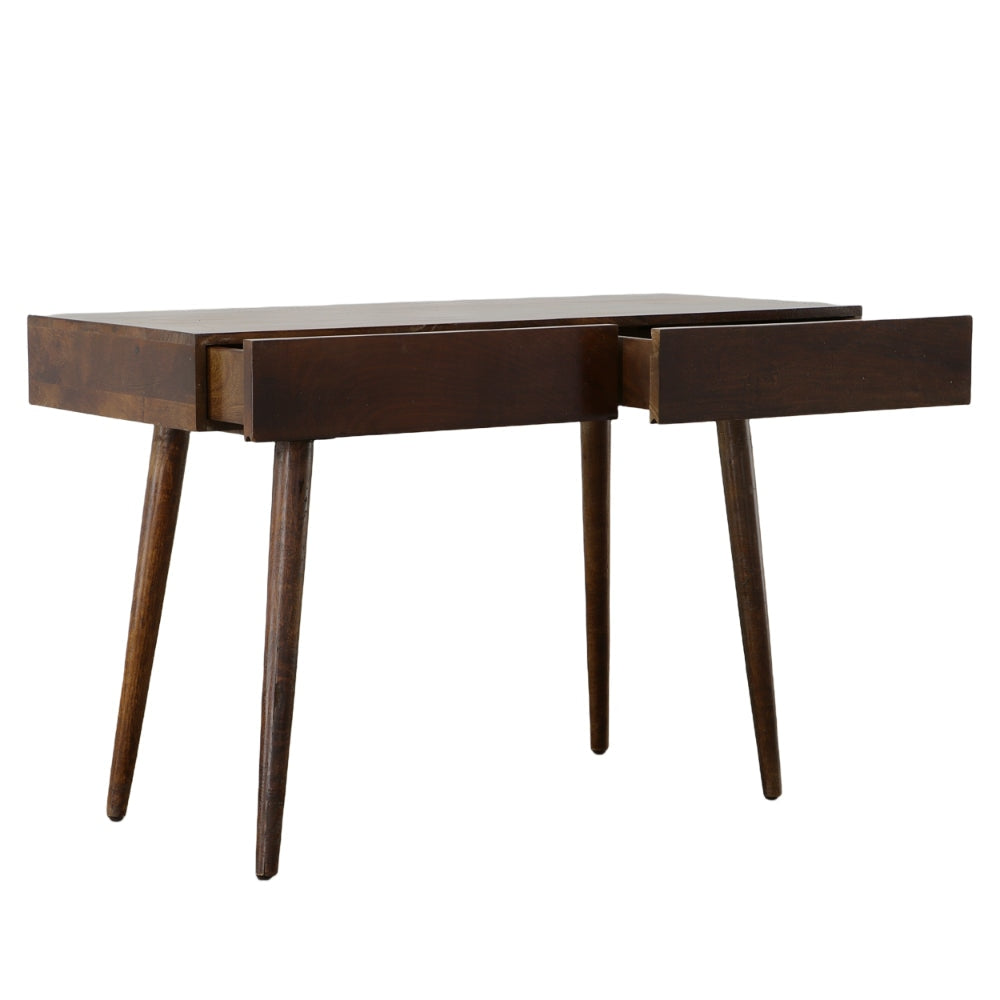 Mango Wood Writing Desk with Two Drawers and Tapered Legs Brown UPT-186126