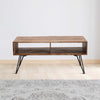 42 Inch Handcrafted Mango Wood Coffee Table with Metal Hairpin Legs Brown and Black UPT-195121