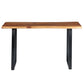 Industrial Wooden Live Edge Desk with Metal Sled Leg Support Brown and Black By The Urban Port UPT-195122