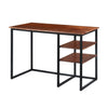 45 Inch Tubular Metal Frame Desk with Wooden Top and 2 Side Shelves Brown and Black UPT-195123