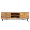 Roomy Wooden Media Console with Slanted Metal Base Brown and Black By The Urban Port UPT-195125