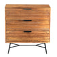 3 Drawer Wooden Chest with Slanted Metal Base Brown and Black By The Urban Port UPT-195127