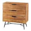3 Drawer Wooden Chest with Slanted Metal Base Brown and Black By The Urban Port UPT-195127