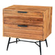 2 Drawer Wooden Nightstand with Metal Angled Legs Black and Brown By The Urban Port UPT-195128