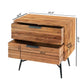 2 Drawer Wooden Nightstand with Metal Angled Legs Black and Brown By The Urban Port UPT-195128