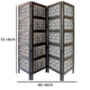 Four Panel Mango Wood Room Divider with Traditional Carvings Black and White UPT-195270
