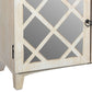 Mango Wood Cabinet with Mirrored look Steel Insert Door Storage Beige UPT-195275