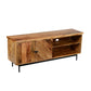 55 Inch Mango Wood TV Stand with 2 Open Compartments Brown and Black UPT-195276
