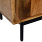 55 Inch Mango Wood TV Stand with 2 Open Compartments Brown and Black UPT-195276