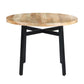 39 Inch Round Mango Wood Dining Table with Angled Iron Leg Support Brown and Black UPT-195277