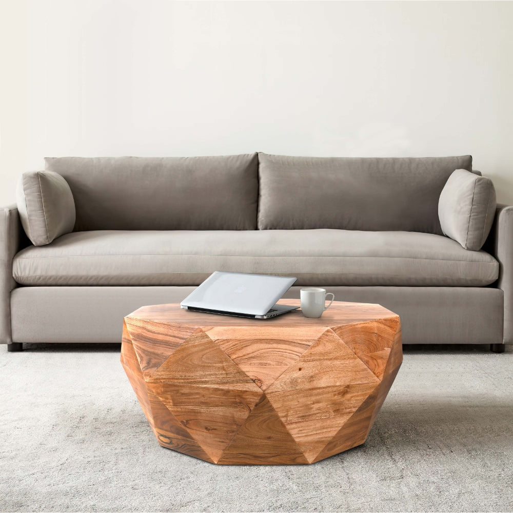 33 Inch Diamond Shape Acacia Wood Coffee Table With Smooth Top Dark Brown By The Urban Port UPT-196015