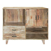 43 Inch Handcrafted Farmhouse Mango Wood Storage Buffet Cabinet with 2 Drawers, Rustic Brown By The Urban Port