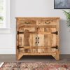 39 Inch Artisanal Farmhouse Style 2 Drawer Mango Wood Cabinet Console with 2 Door Storage Rustic Brown By The Urban Port UPT-197307