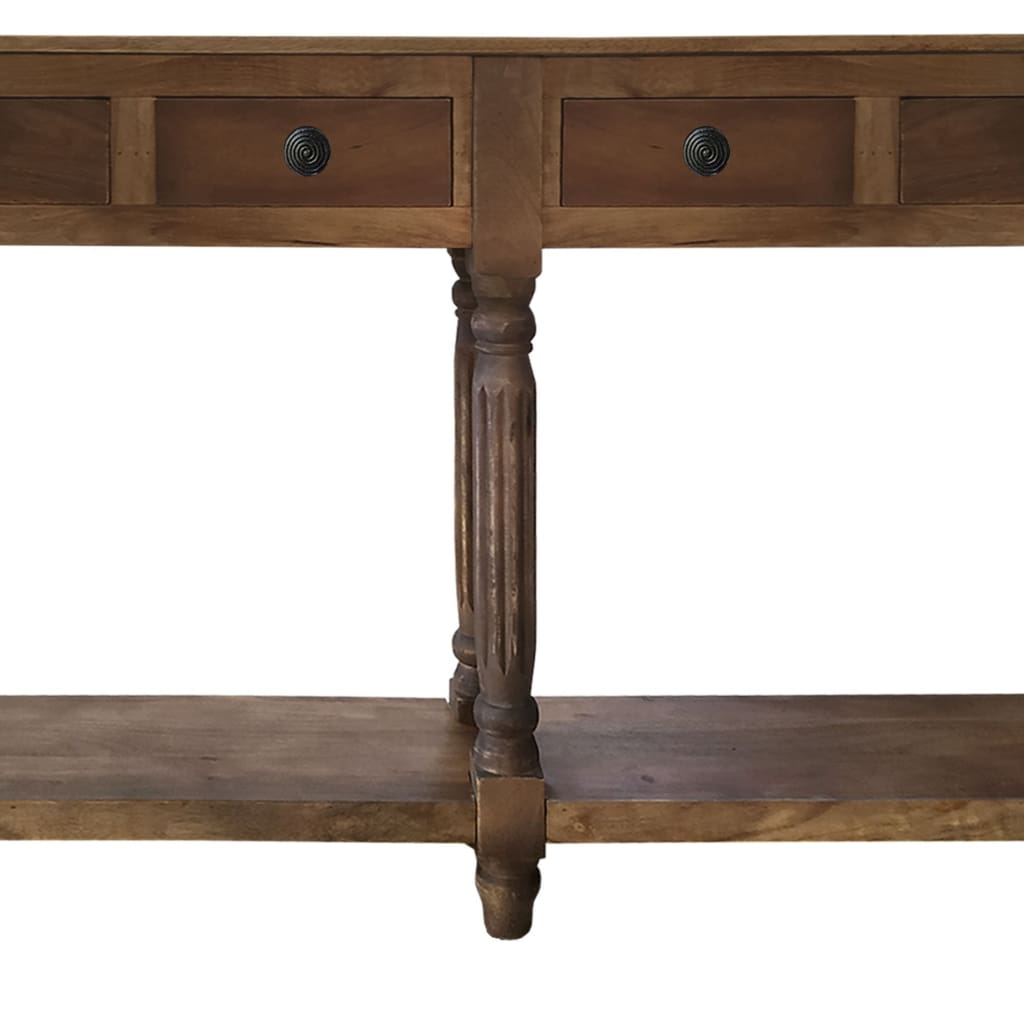 Traditional Wooden Console Table with 4 Drawers and Turned Legs Brown By The Urban Port UPT-197308