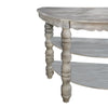 Half moon Shaped Wooden Console Table with 2 Shelves and Turned Legs Gray By The Urban Port UPT-197310