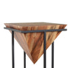 30 Inch Pyramid Shape Wooden Side Table With Cross Metal Base Brown and Black By The Urban Port UPT-197870