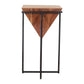26 Inch Pyramid Shape Wooden Side Table With Cross Metal Base Brown and Black By The Urban Port UPT-199996