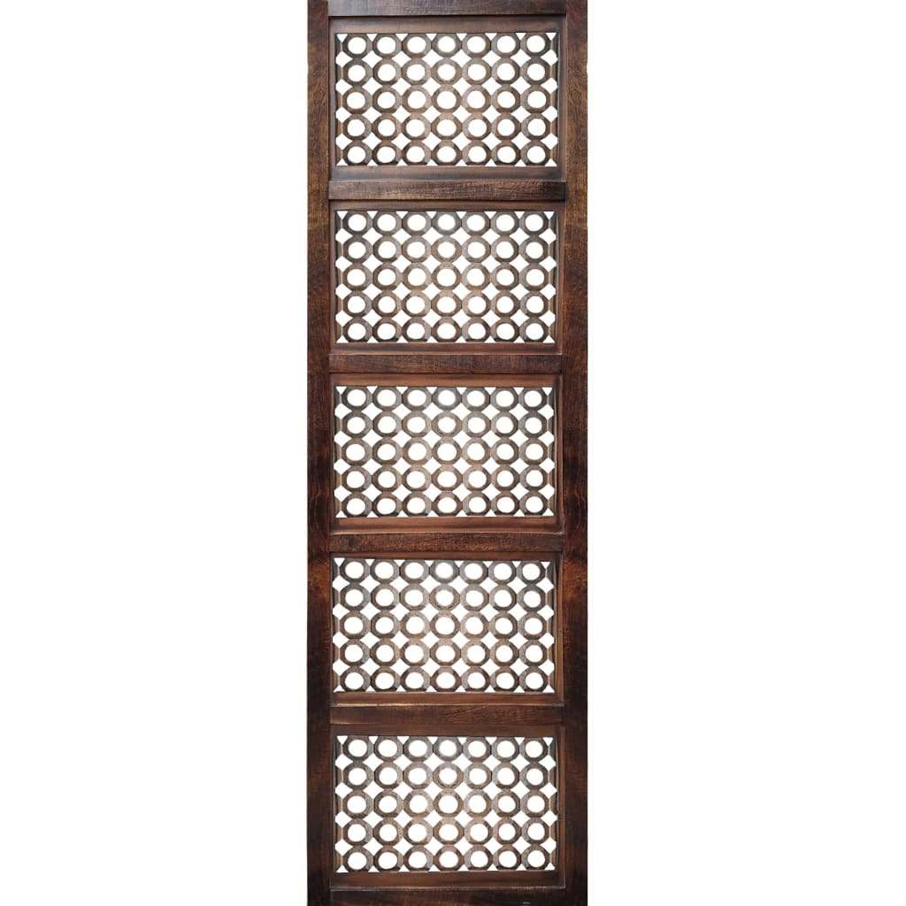 Decorative Mango Wood Wall Panel with See Through Circular Pattern Brown UPT-200172-1
