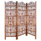 Handcrafted 3 Panel Mango Wood Screen with Cutout Filigree Carvings Brown UPT-200176