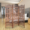 Handcrafted 3 Panel Mango Wood Screen with Cutout Filigree Carvings, Brown By The Urban Port