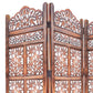 3 Panel Mango Wood Screen with Intricate Cutout Carvings Brown By The Urban Port UPT-200177
