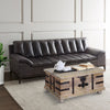 Farmhouse Mango Wood Lift Top Storage Coffee Table with Metal Inlays, Brown and Black By The Urban Port