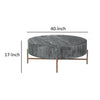40 Inch Round Wooden Coffee Table with Cross Metal Base Support Gray and Brown By The Urban Port UPT-204784
