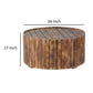 34 Inch Handmade Wooden Round Coffee Table with Plank Design Burned Brown By The Urban Port UPT-204785