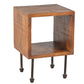 22 Inch Industrial Style Cube Shape Wooden Nightstand with Rough Sawn Texture Brown By The Urban Port UPT-204786