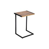 C Shape Mango Wood Sofa side End Table with Metal Cantilever Base Brown and Black By The Urban Port UPT-204790