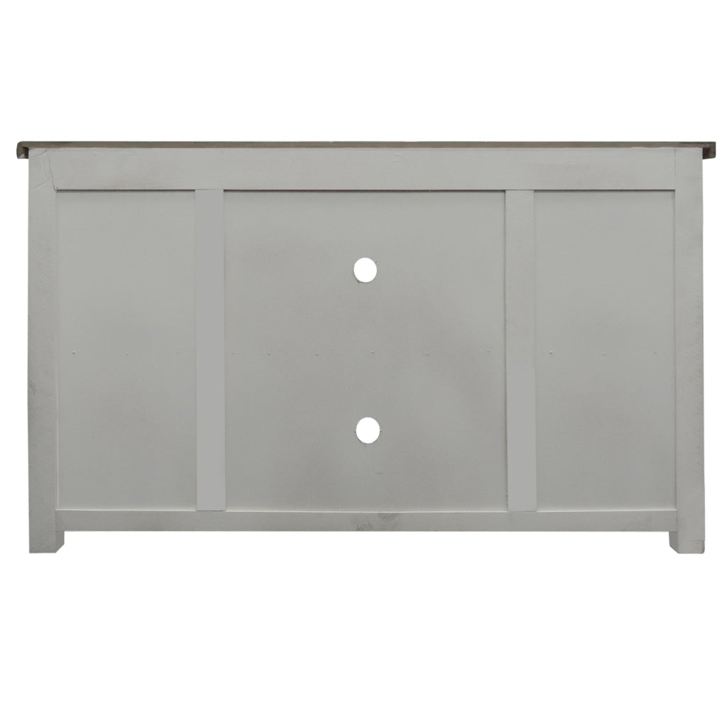 69 Inch Wooden Media Console with Barn Style Sliding Door Brown and White By The Urban Port UPT-205744