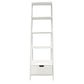 4 Shelf Wooden Ladder Bookcase with Bottom Drawer Distressed white UPT-205750