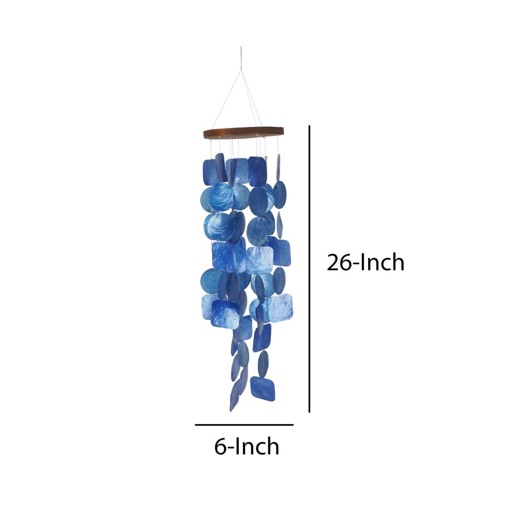 Aesthetically Designed Handmade Wind Chime with Capiz Shell Hangings Blue UPT-207779