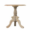 Intricately Carved Round Top Mango Wood Side End Table with Pedestal Base Brown and White By The Urban Port UPT-209567