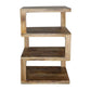 Etagere Stacked Cube Design Mango Wood End SideTable with 3 Shelves Brown By The Urban Port UPT-213130