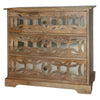 3 Drawer Mango Wood Console Storage Cabinet with Lattice Design Mirror Front Brown By The Urban Port UPT-213131