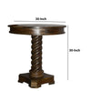 Round Mango Wood Table with Twisted Pedestal Base and Molded Top Dark Brown By The Urban Port UPT-213135