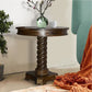 30" Wooden Side Table with Twisted Pedestal Base, Dark Brown By The Urban Port