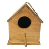 Hut Shape Decorative Mango Wood Hanging Bird House with Engraved Details Distressed Brown By The Urban Port UPT-214885
