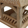 Floral Engraved Decorative Temple Top Mango Wood Hanging Bird House with Feeder Brown By The Urban Port UPT-214886