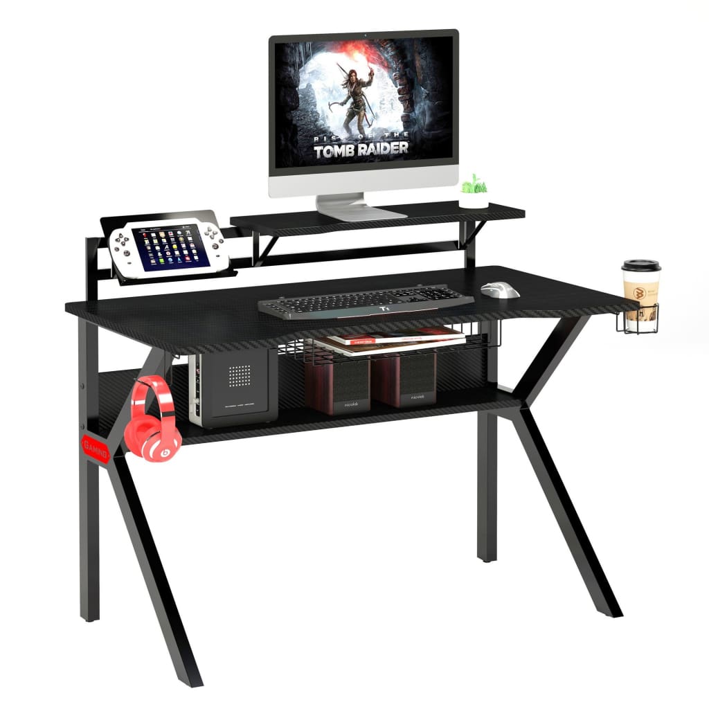PVC Coated Ergonomic Metal Frame Gaming Desk with K Shape Legs Black UPT-215119