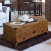 Rustic Single Drawer Mango Wood Coffee Table with Lift Top Storage & Compartments, Brown By The Urban Port