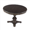 Round Wooden Farmhouse Dining Table with Rivets Accent and Turned Pedestal Base Dark Brown By The Urban Port UPT-215752