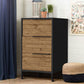 29" Wooden Storage Cabinet with 3 Drawers, Black & Brown By The Urban Port