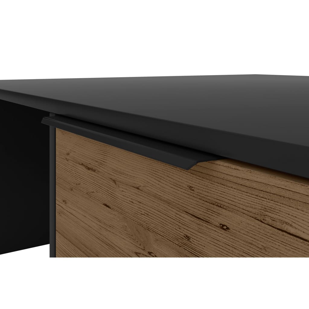 Wood and Metal Rectangular Accent Coffee Table with Drawer Brown and Black By The Urban Port UPT-225264