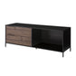 60 Wood and Metal Entertainment TV Stand with 2 Drawers Brown and Black By The Urban Port UPT-225265