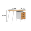 Wooden Office Computer Desk with Angled Legs & Attached File Cabinet White & Brown By The Urban Port UPT-225270