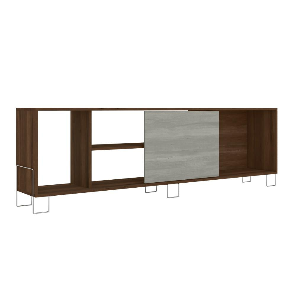 71 Wooden Entertainment TV Stand with 3 Open Compartments Brown and White By The Urban Port UPT-225271